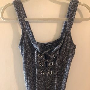 Gray lace up body suit